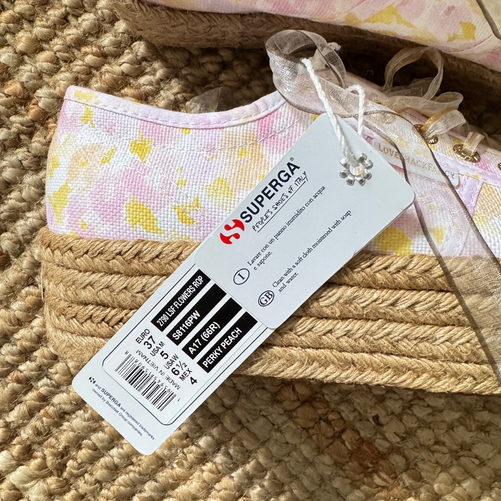 Superga x Loveshackfancy Women's Pink Floral Platform Espadrille Sneakers NWT